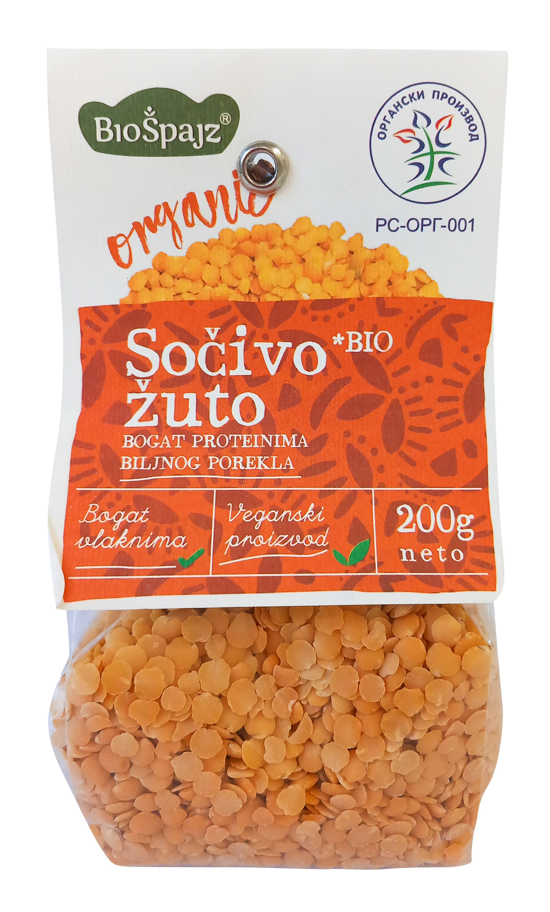 Sočivo žuto (organski proizvod) 200 g Bio Špajz